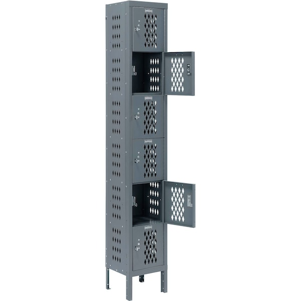 Global Industrial Ventilated Door Locker, 12 in W, 15 in D, 78 in H, Dark Gray 493753GY - main